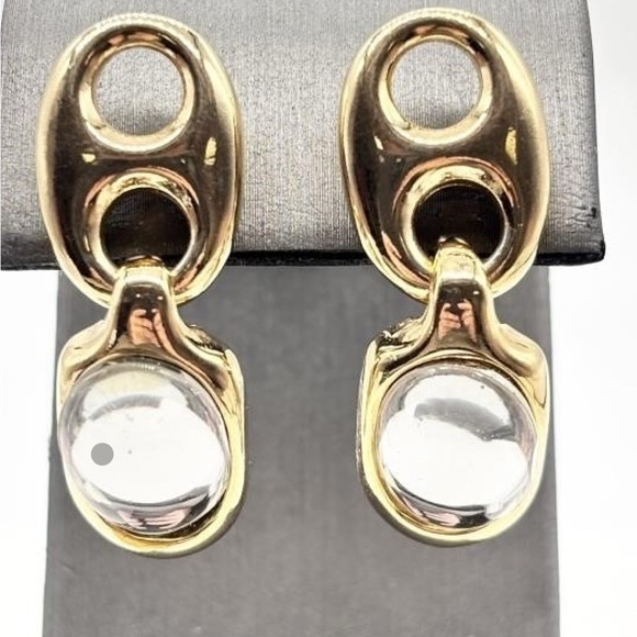 Early Vintage Paolo Gucci Gold and Silver Geometric Earrings - Picture 1 of 4